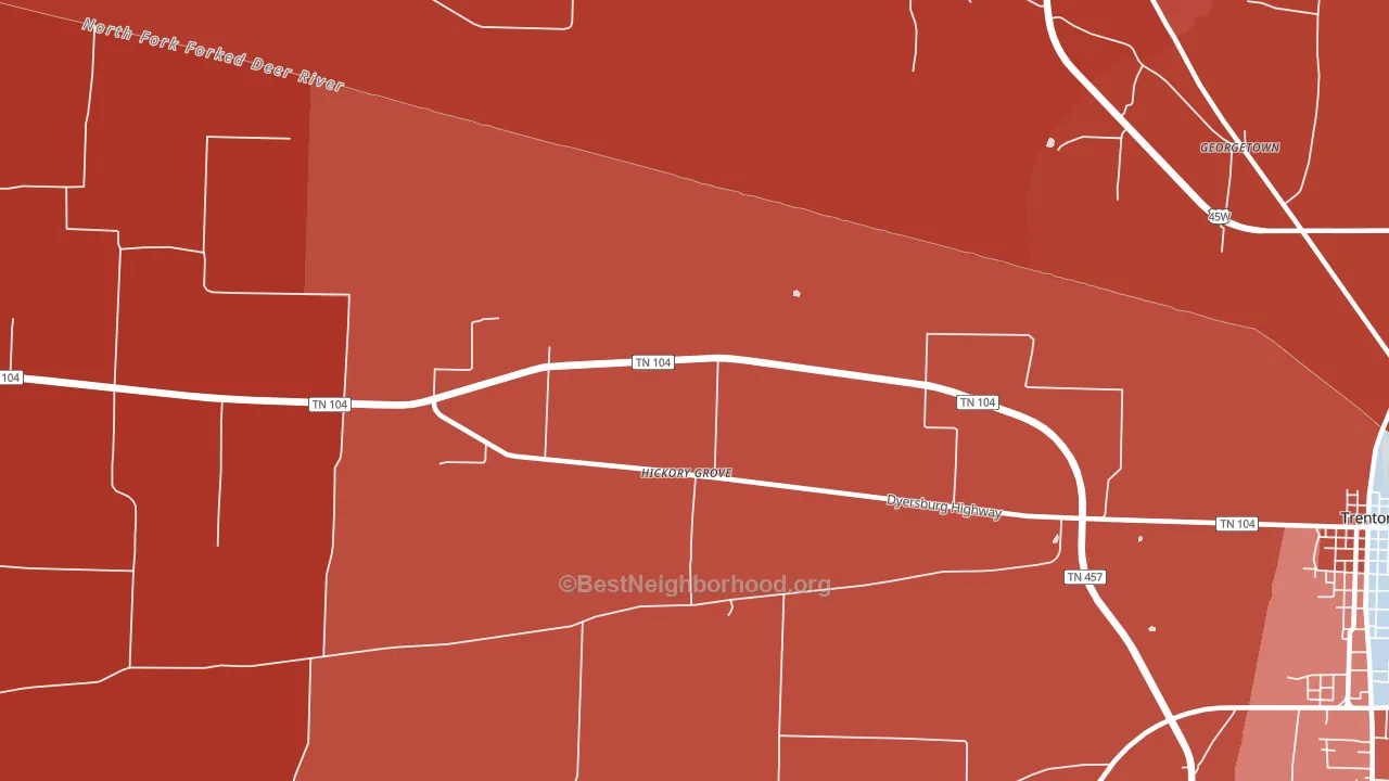 Hickory Grove, TN block-group political-lean map