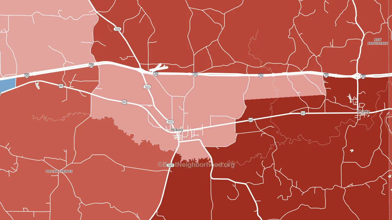 Hickory, MS block-group political-lean map