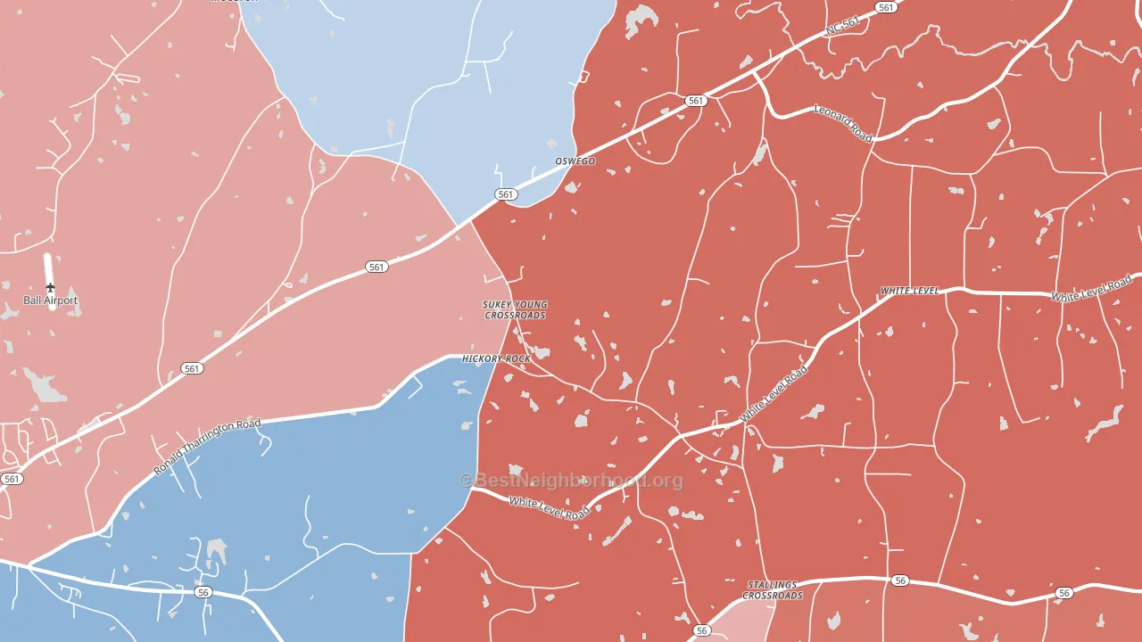 Hickory Rock, NC block-group political-lean map