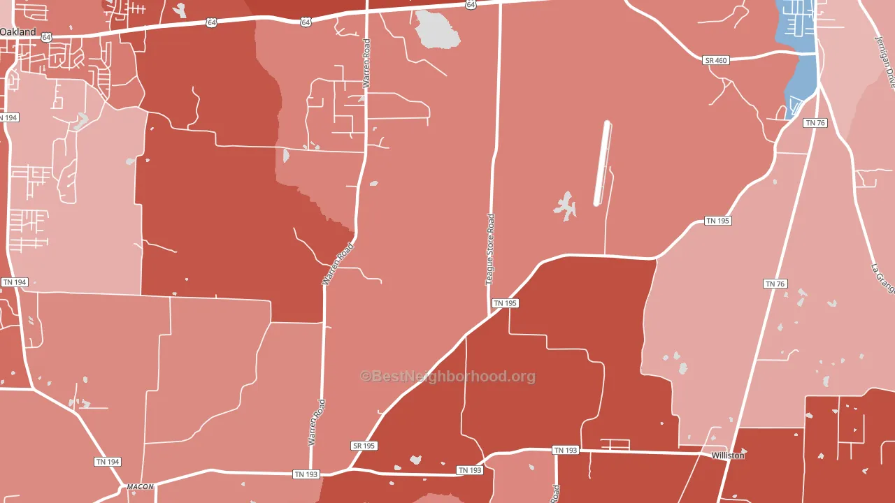 Hickory Withe, TN block-group political-lean map