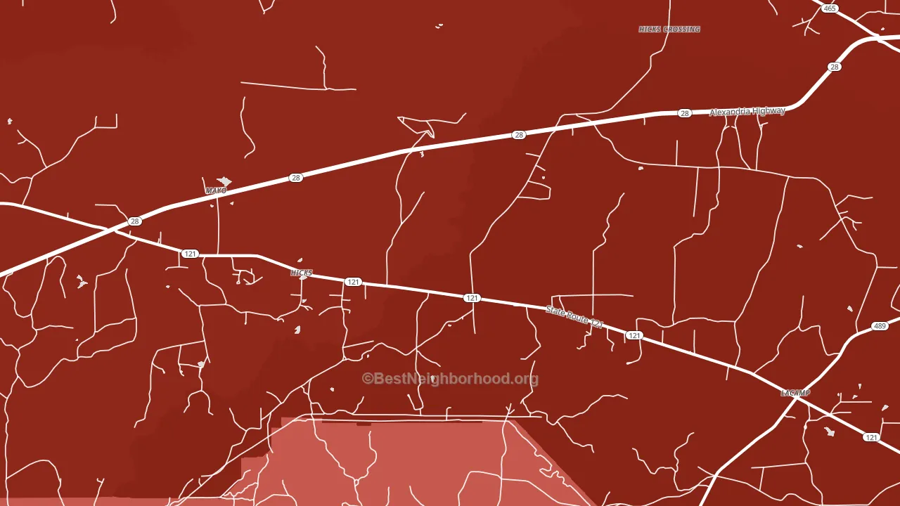Hicks, LA block-group political-lean map