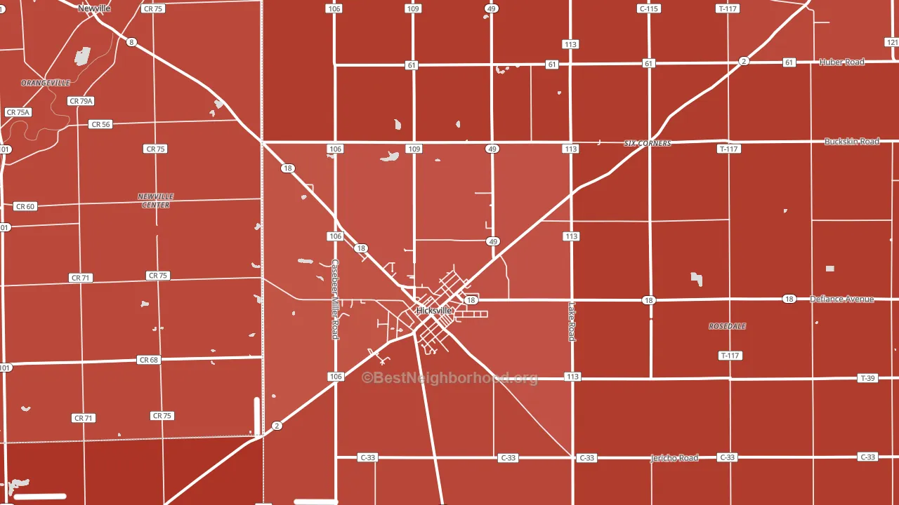 Hicksville, OH block-group political-lean map