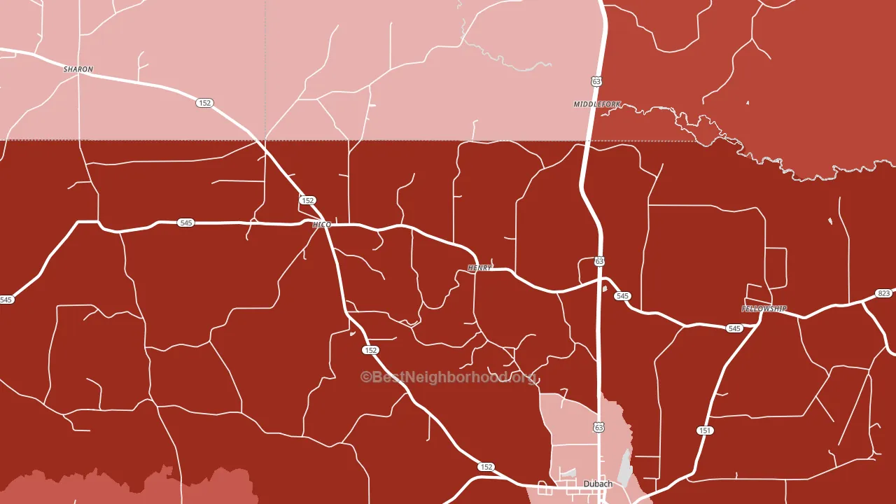 Hico, LA block-group political-lean map
