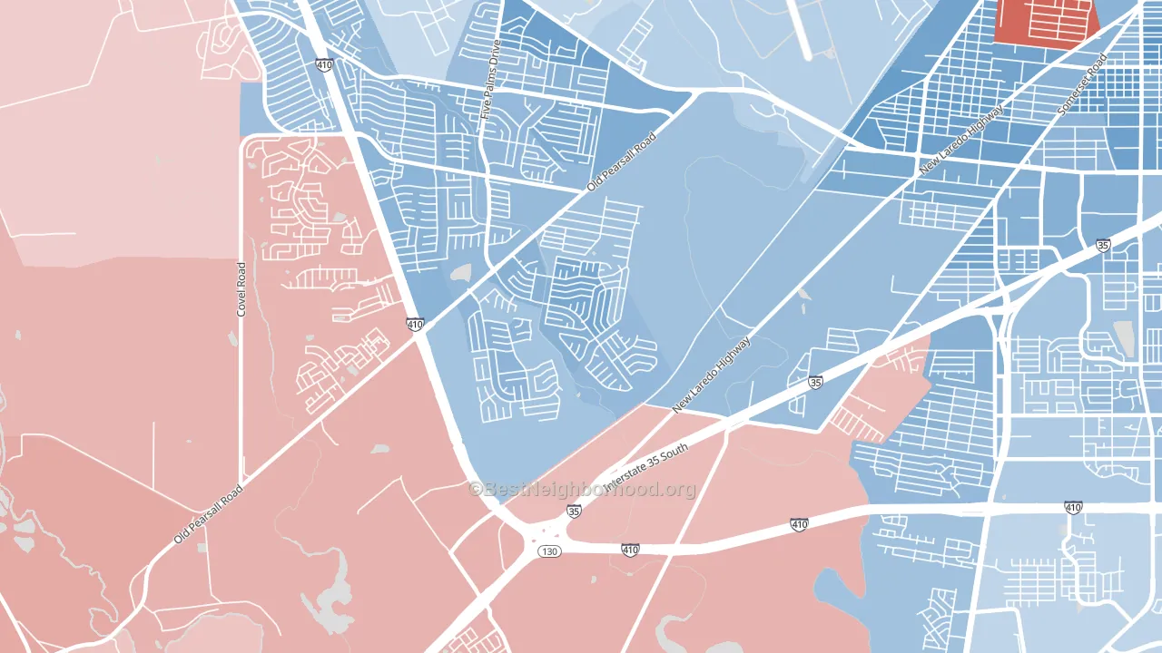 Hidden Cove-Indian Creek, San Antonio, TX block-group political-lean map
