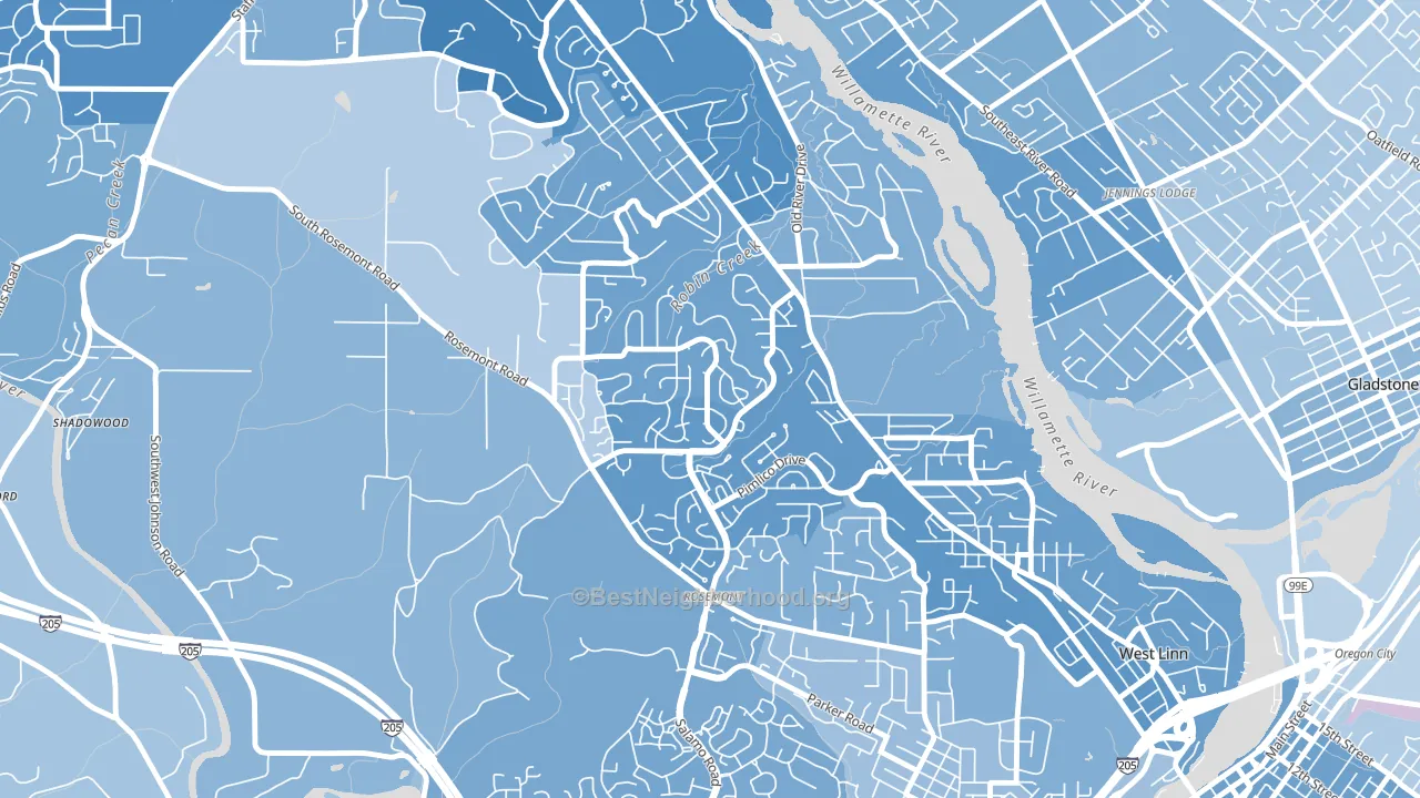 Hidden Springs, West Linn, OR block-group political-lean map