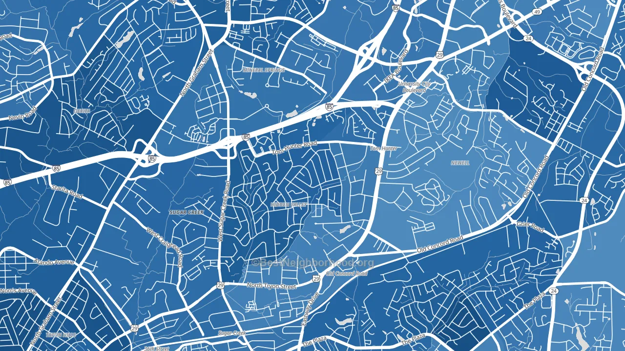 Hidden Valley, Charlotte, NC block-group political-lean map