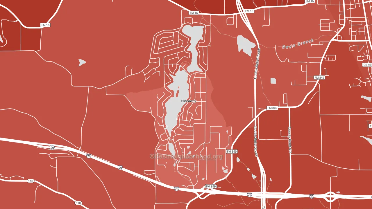 Hideaway, TX block-group political-lean map