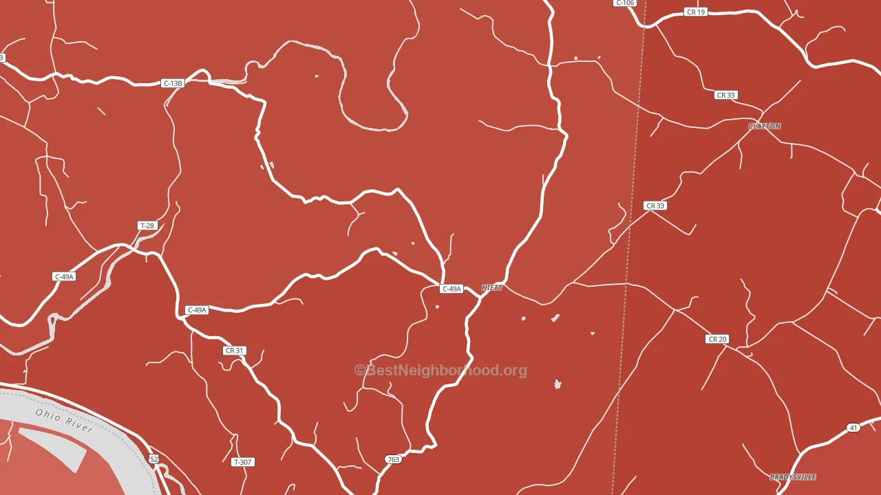 Hiett, OH block-group political-lean map