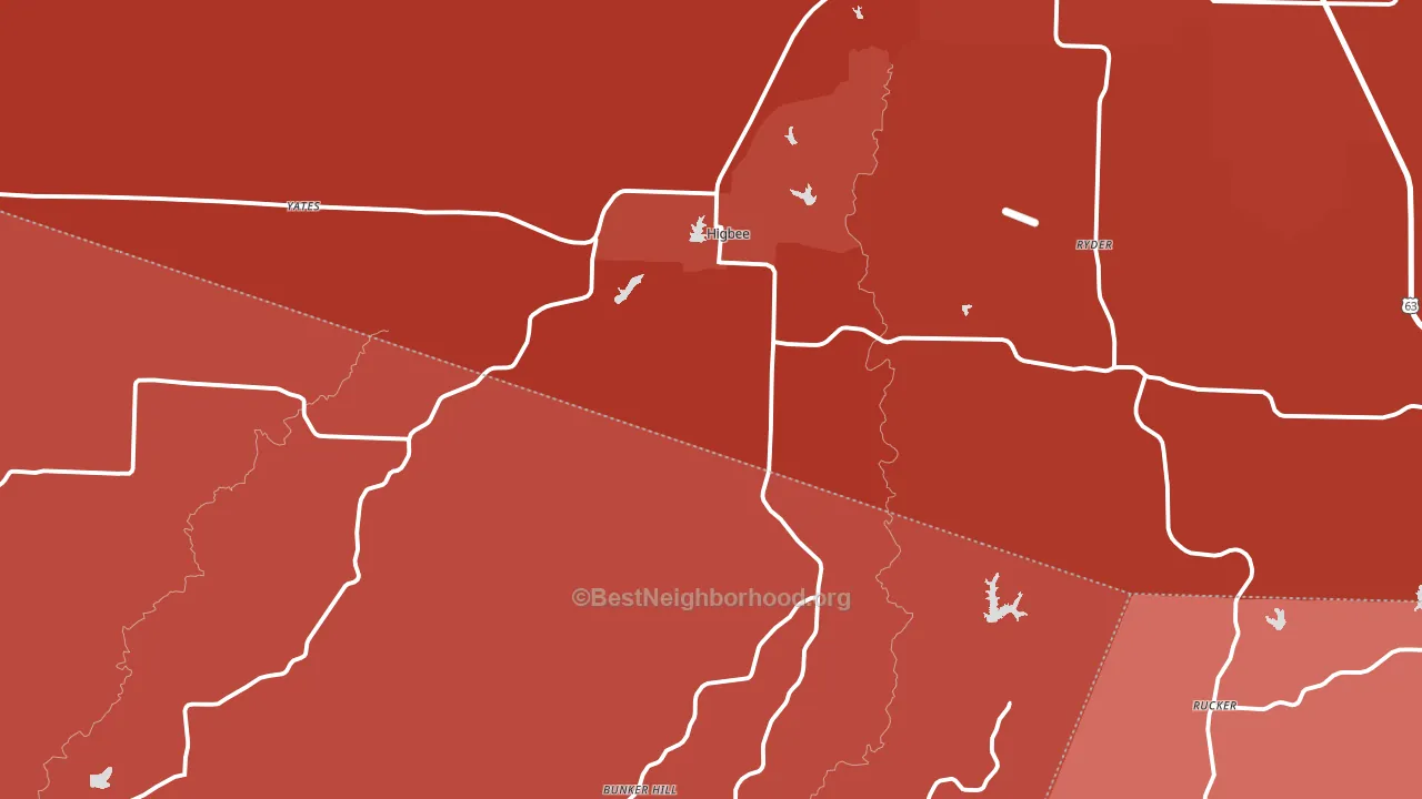 Higbee, MO block-group political-lean map