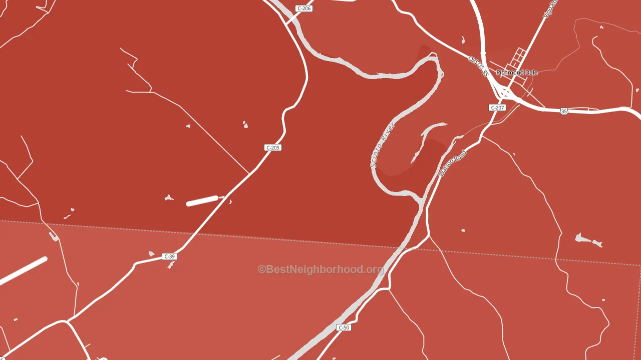 Higby, OH block-group political-lean map