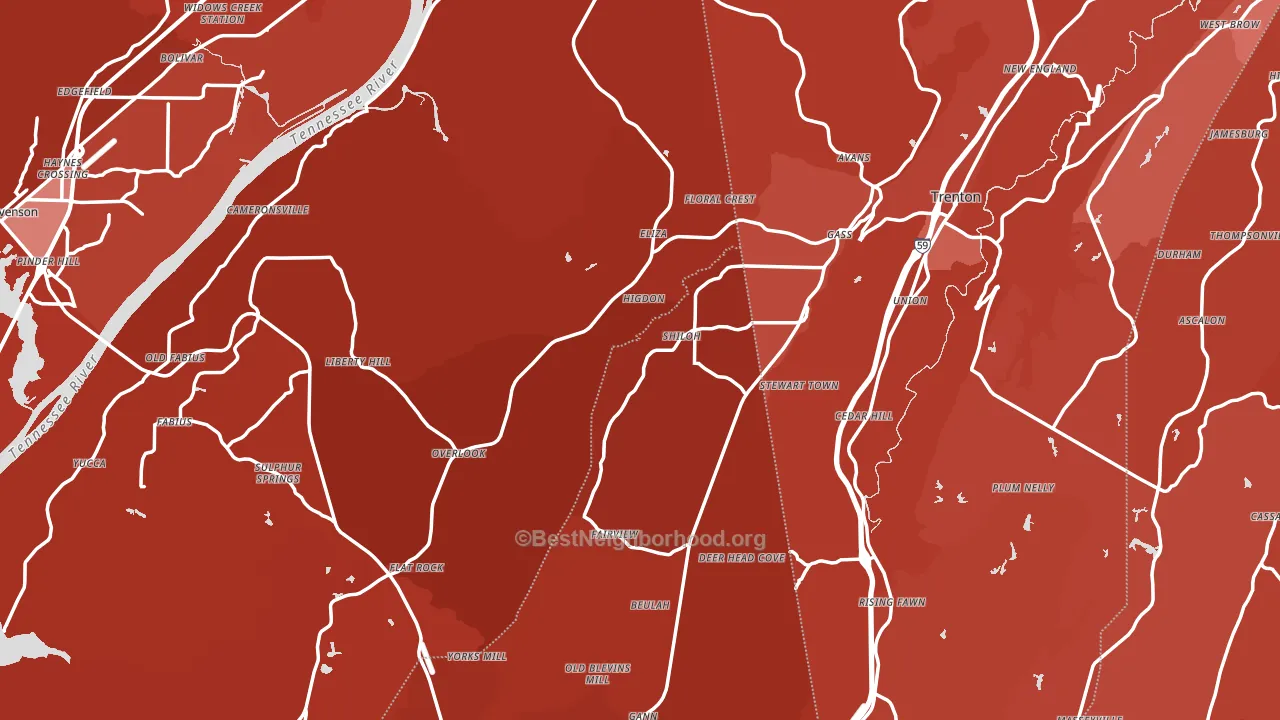 Higdon, AL block-group political-lean map