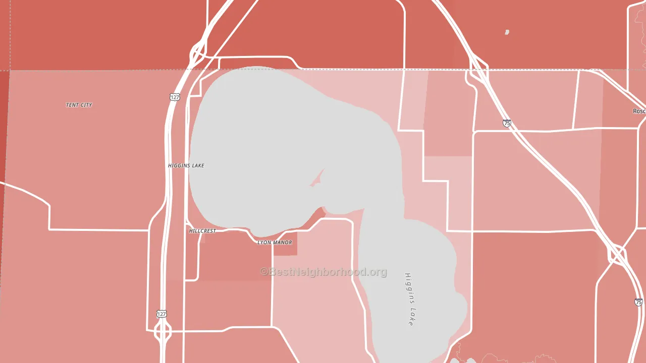 Higgins Lake, MI block-group political-lean map