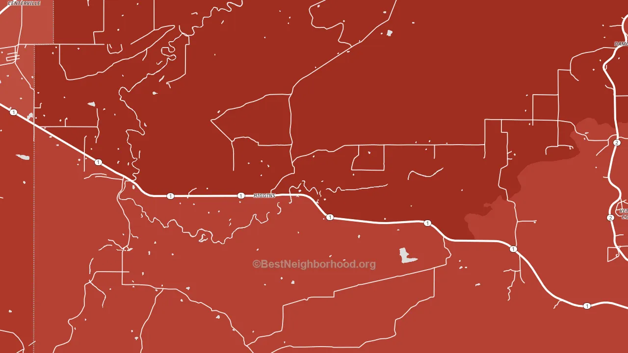 Higgins, OK block-group political-lean map