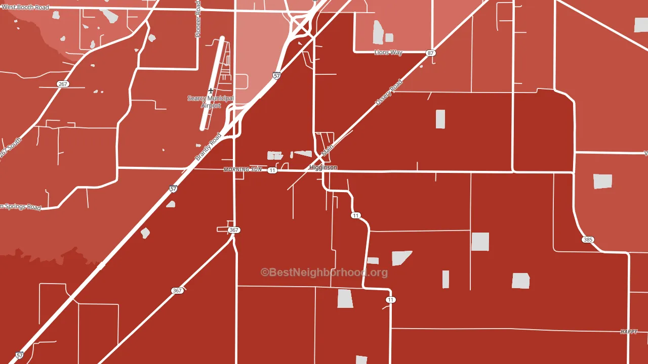 Higginson, AR block-group political-lean map