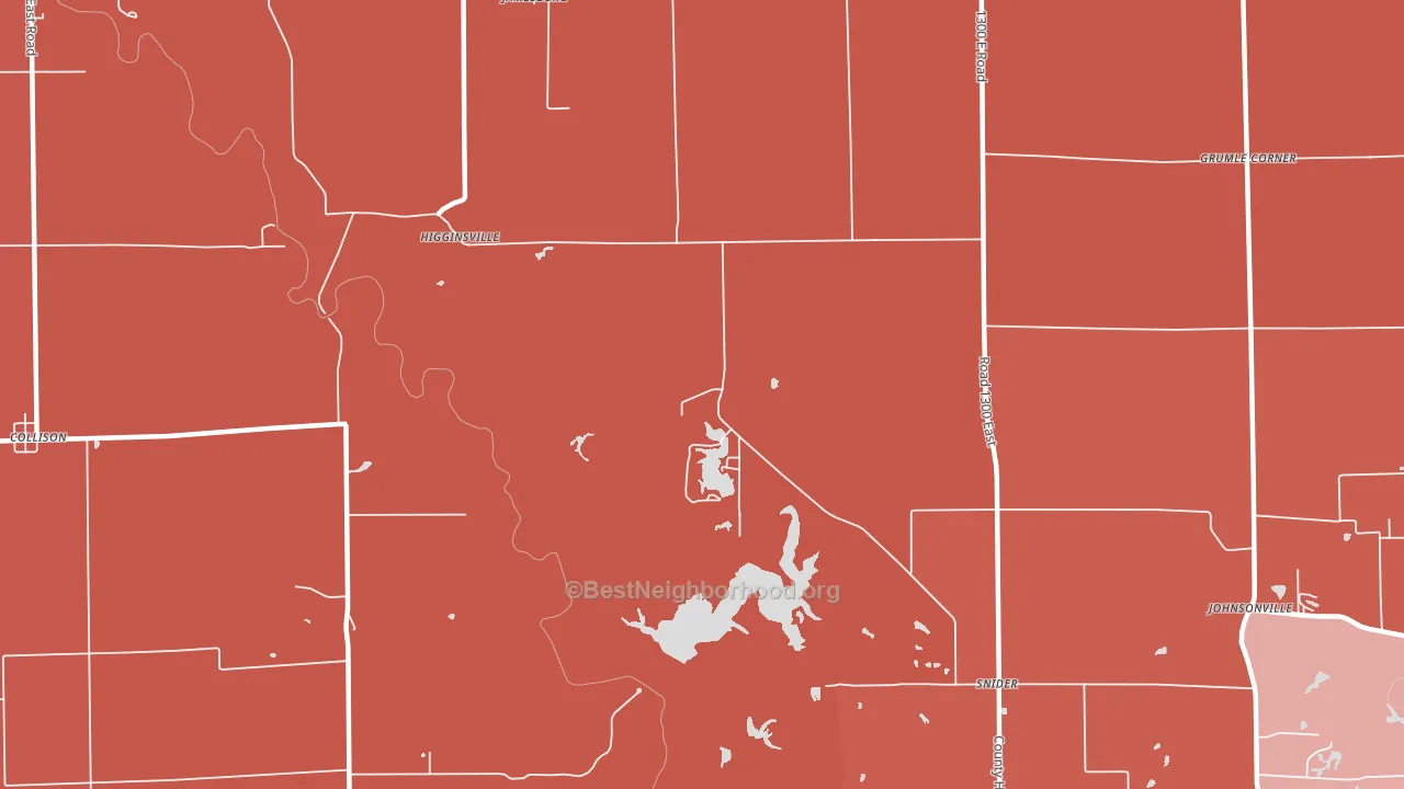 Higginsville, IL block-group political-lean map