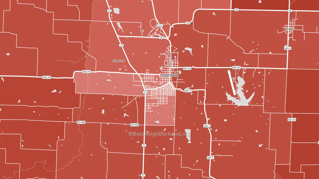 Higginsville, MO block-group political-lean map