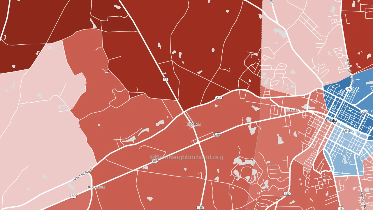 Higgston, GA block-group political-lean map
