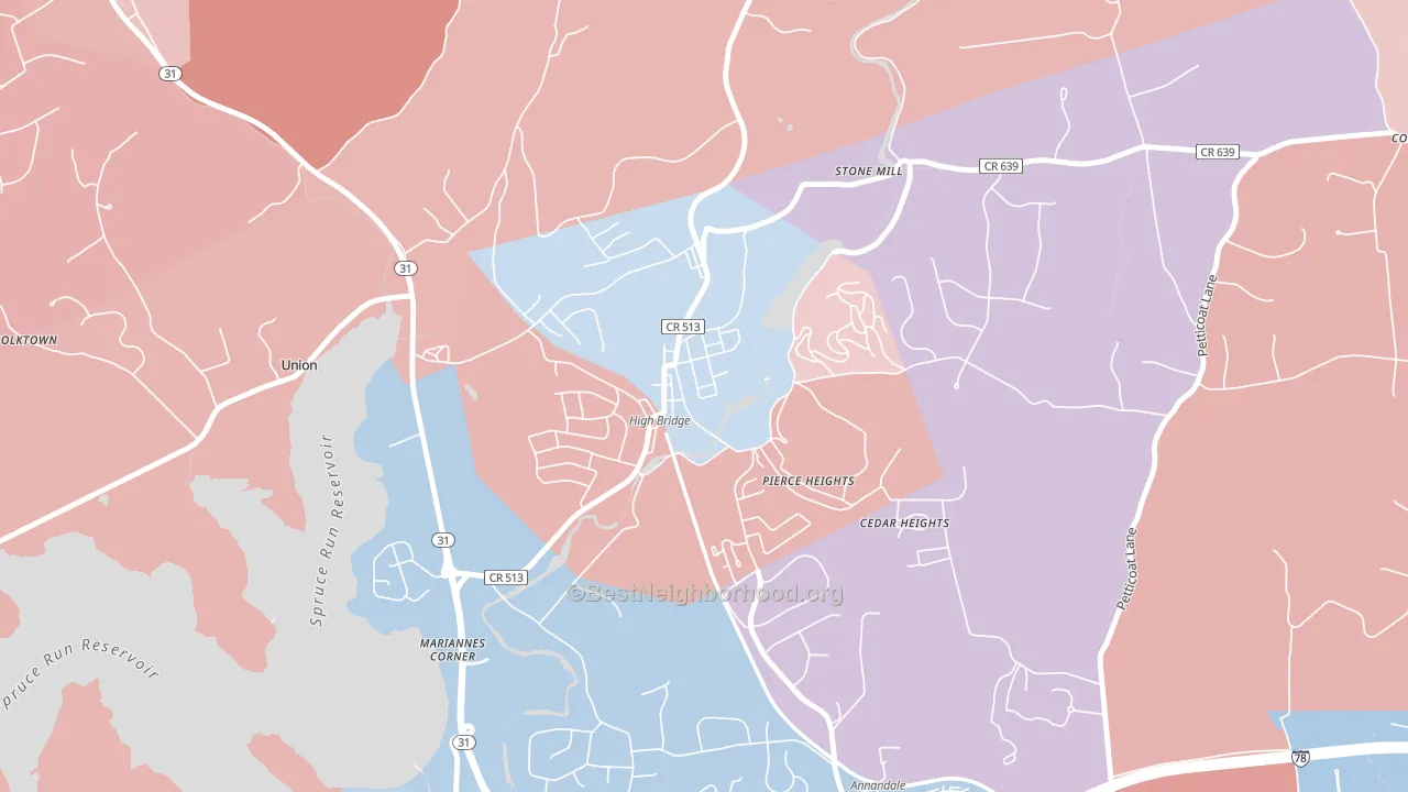 High Bridge, NJ block-group political-lean map