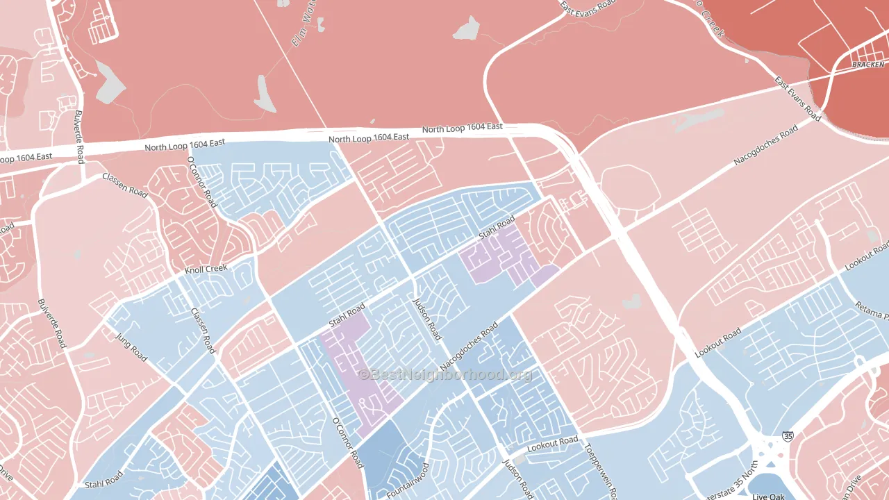 High Country, San Antonio, TX block-group political-lean map