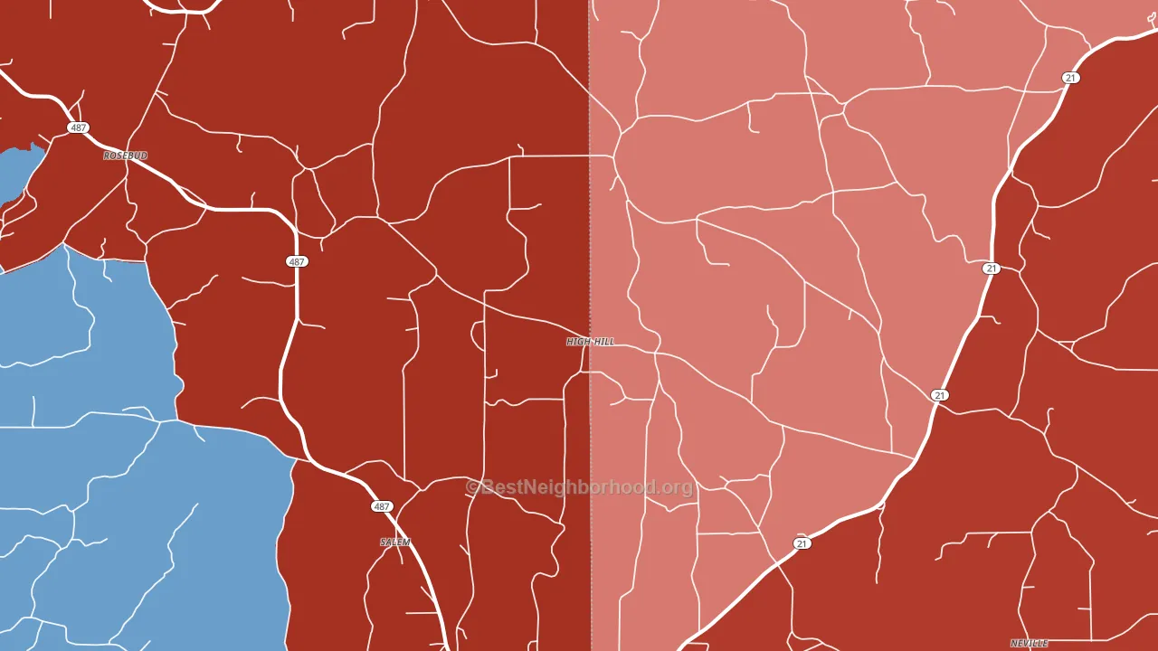 High Hill, MS block-group political-lean map