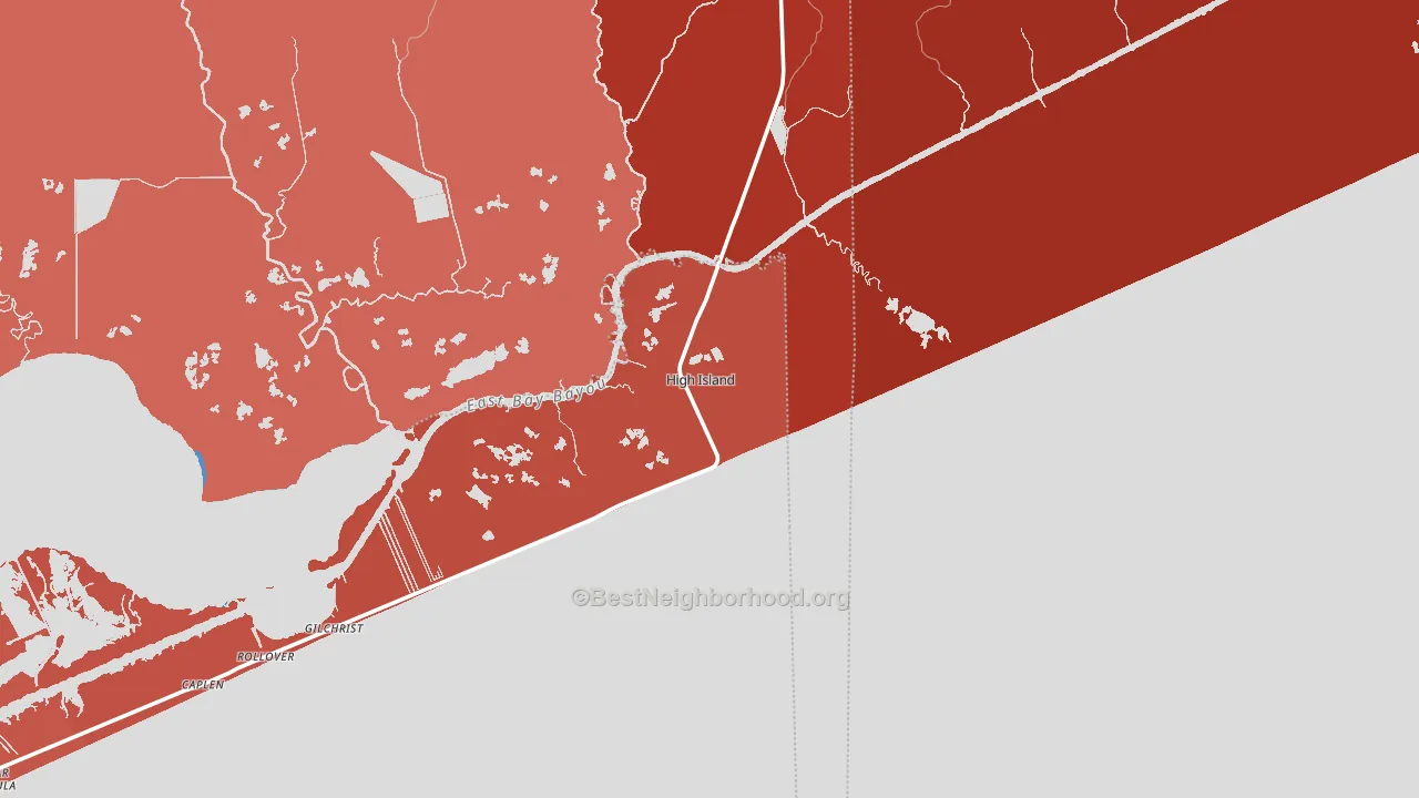 High Island, TX block-group political-lean map