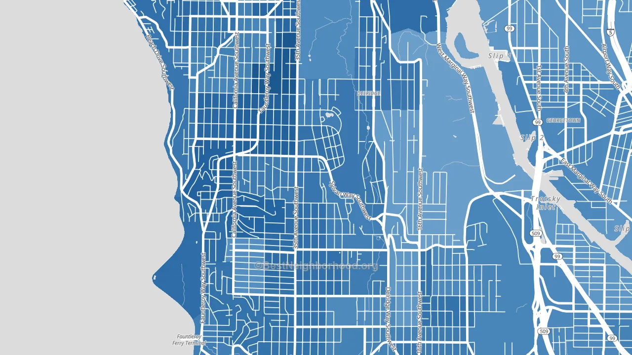 High Point, Seattle, WA block-group political-lean map