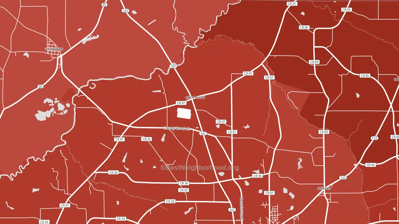 Highbluff, AL block-group political-lean map