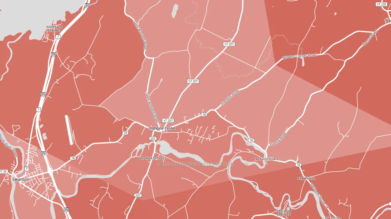 Highgate Center, VT block-group political-lean map