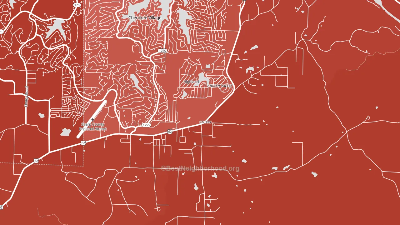 Highland, AR block-group political-lean map