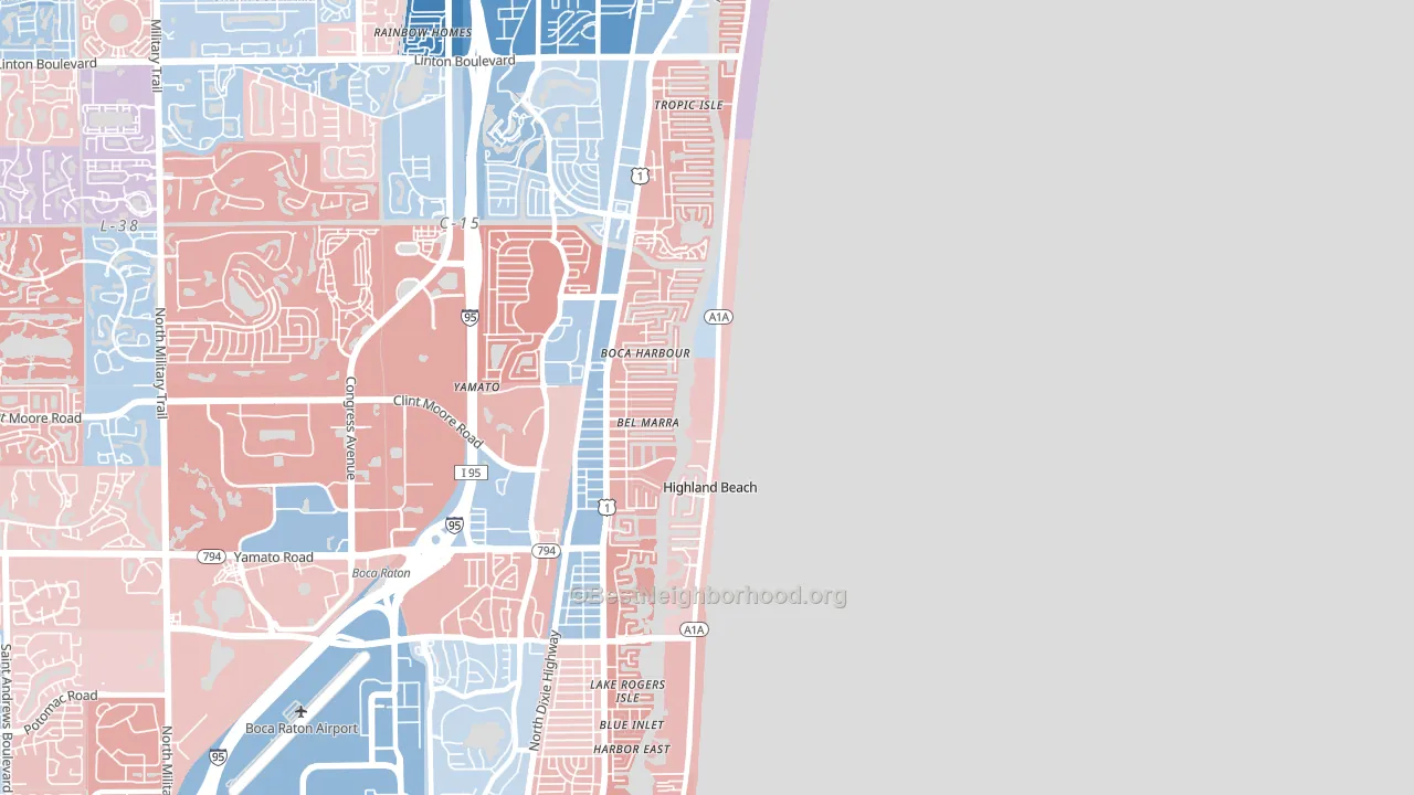 Highland Beach, FL block-group political-lean map