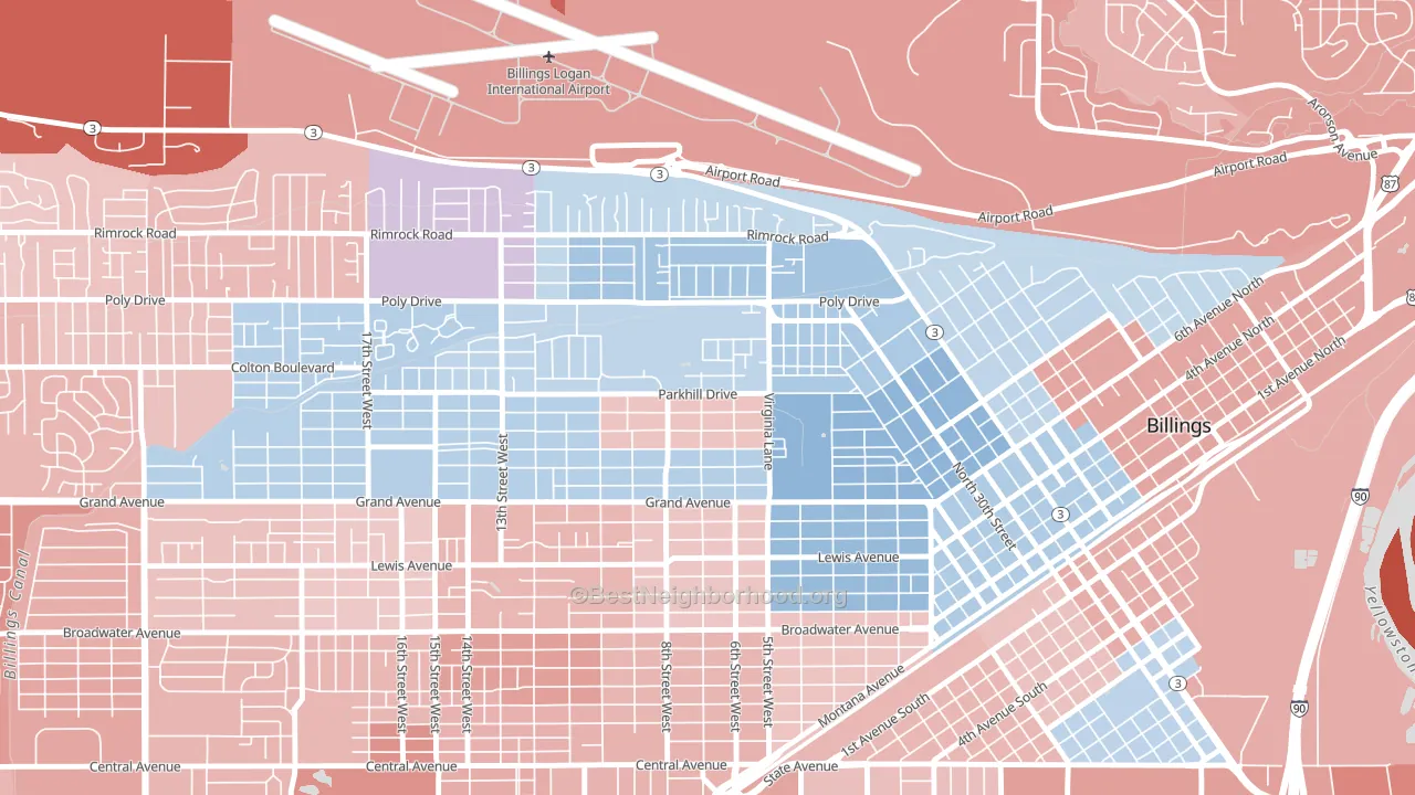 Highland, Billings, MT block-group political-lean map