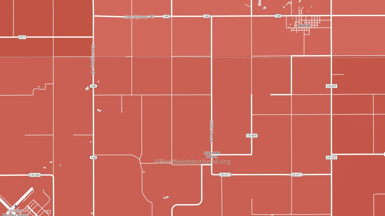 Highland Center, IA block-group political-lean map