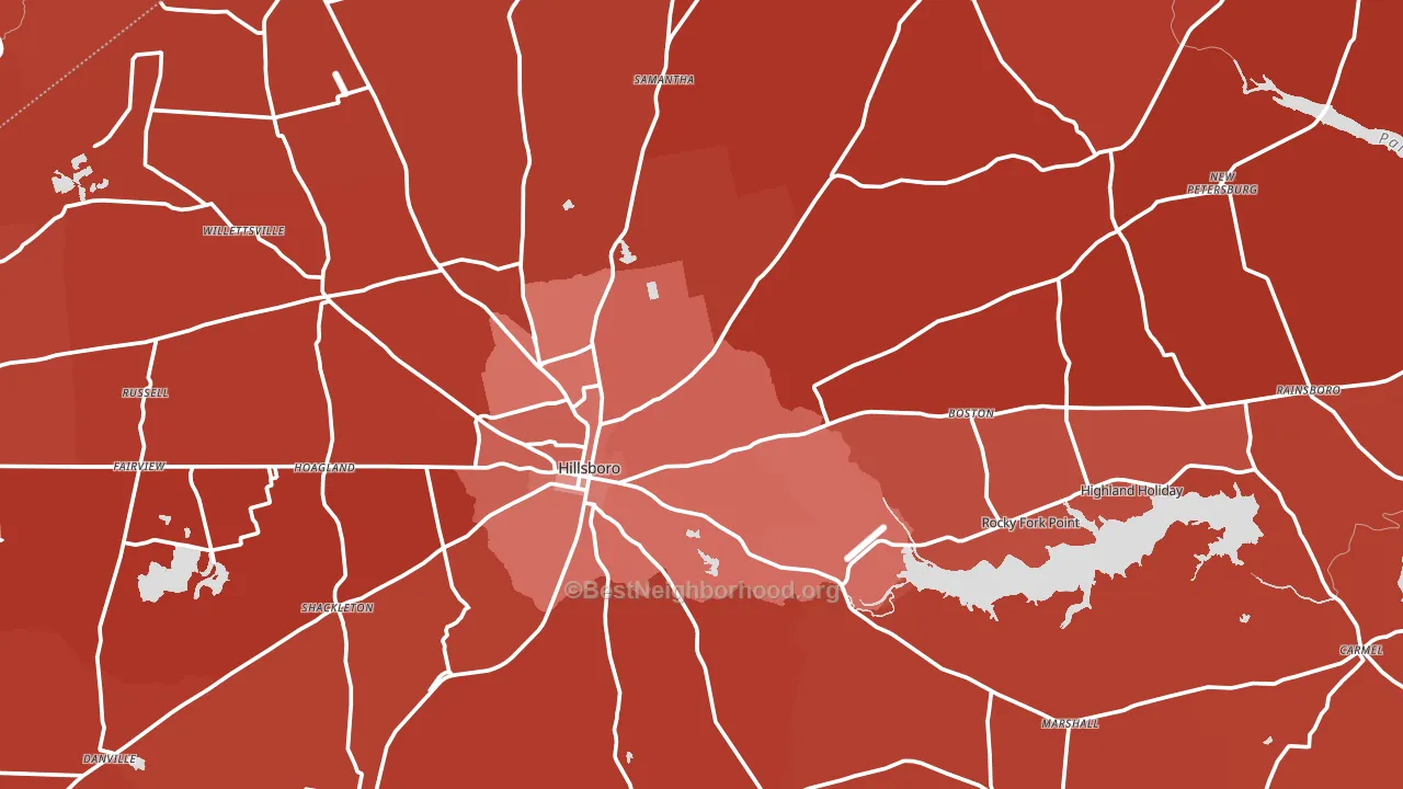 Highland County, OH block-group political-lean map