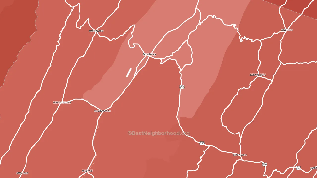 Highland County, VA block-group political-lean map