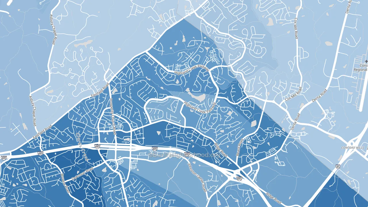 Highland Creek, Charlotte, NC block-group political-lean map