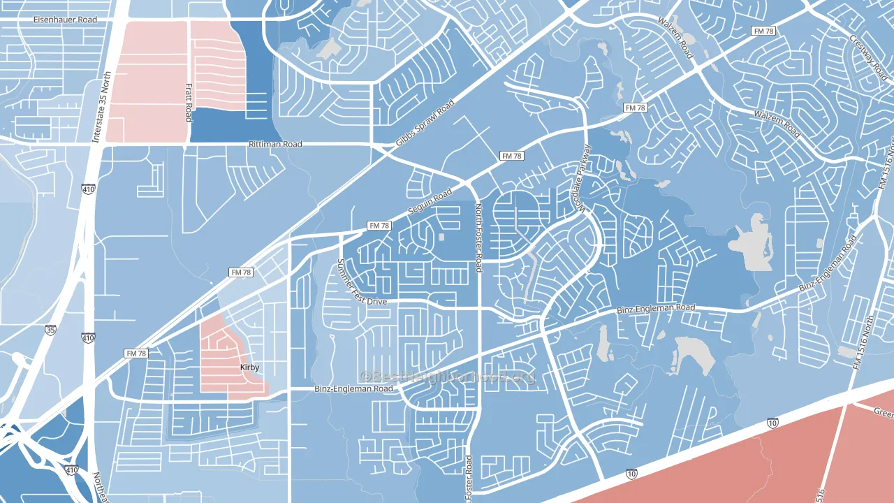 Highland Farms-San Antonio, San Antonio, TX block-group political-lean map