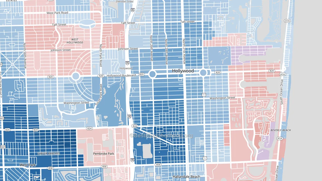 Highland Garden, Hollywood, FL block-group political-lean map