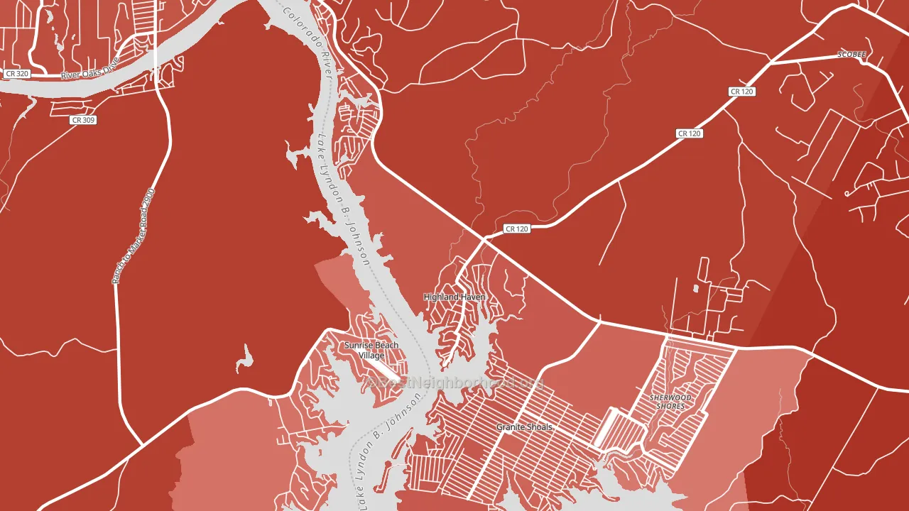 Highland Haven, TX block-group political-lean map