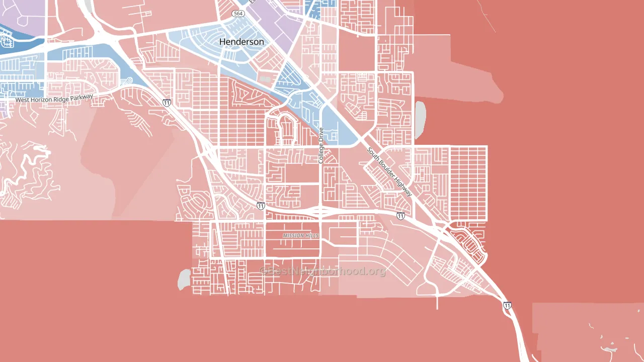 Highland Hills, Henderson, NV block-group political-lean map