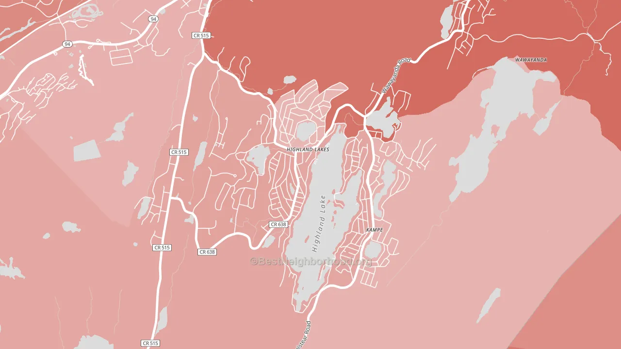 Highland Lake, NJ block-group political-lean map