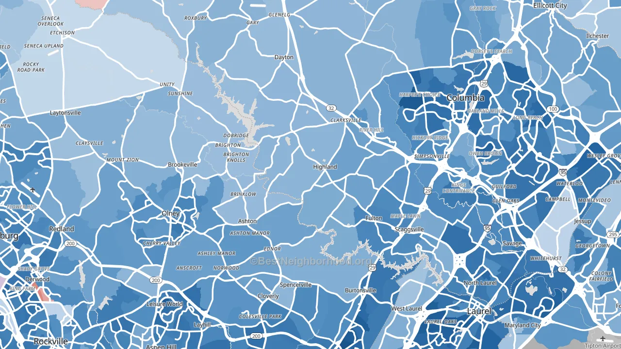 Highland, MD block-group political-lean map