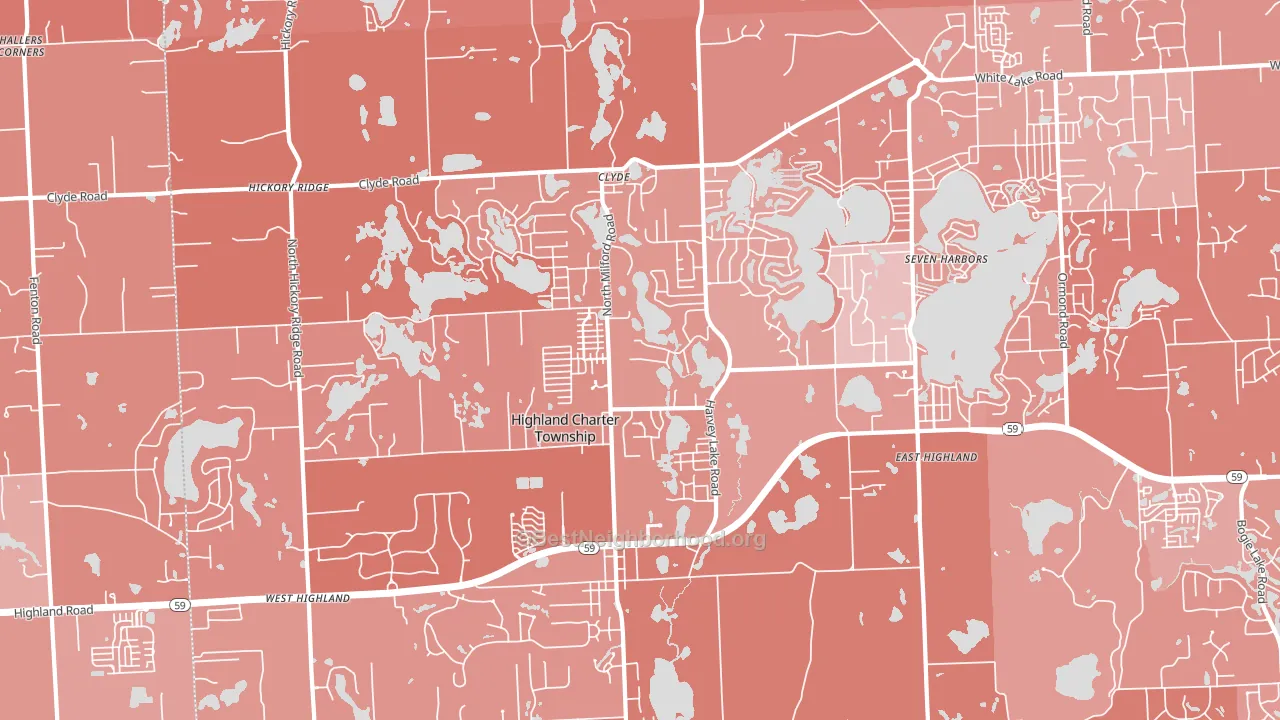 Highland, MI block-group political-lean map