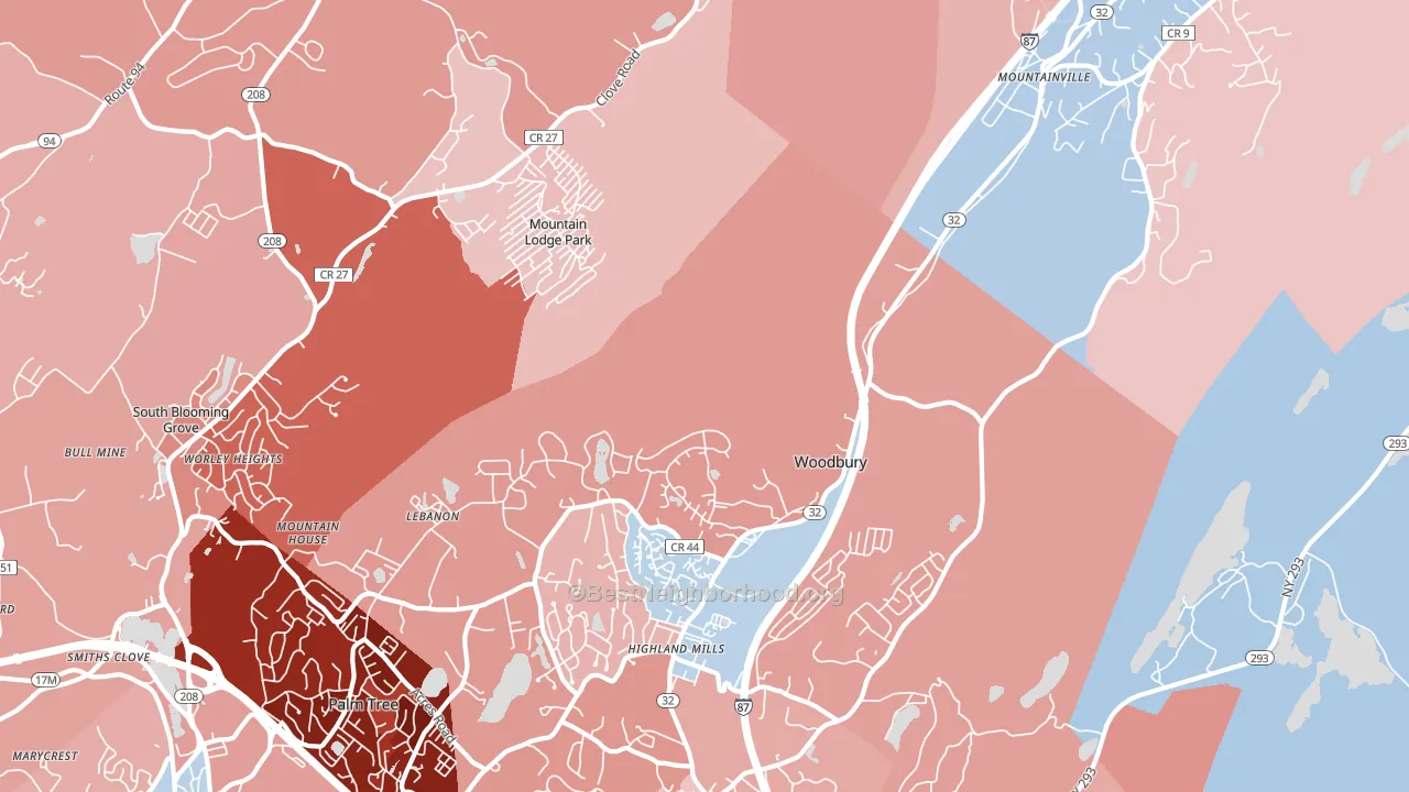 Highland Mills, NY block-group political-lean map