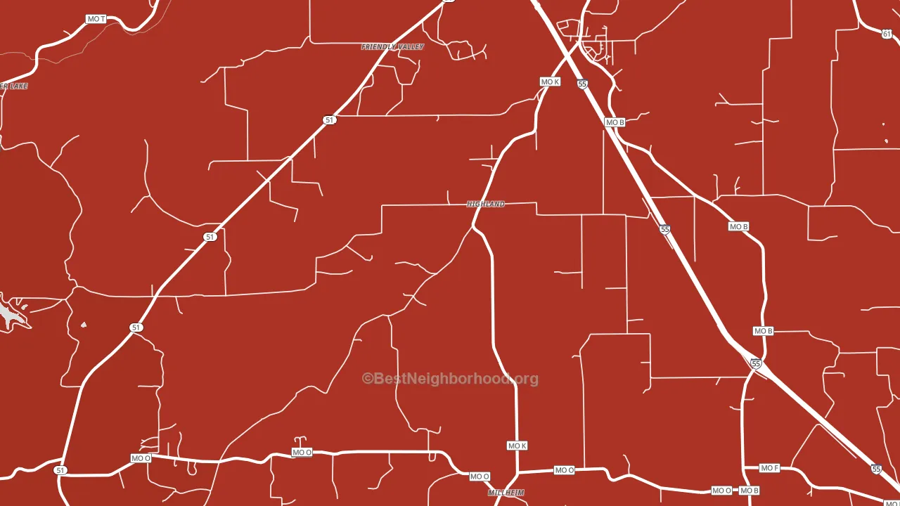 Highland, MO block-group political-lean map