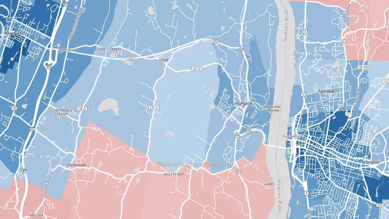 Highland, NY block-group political-lean map