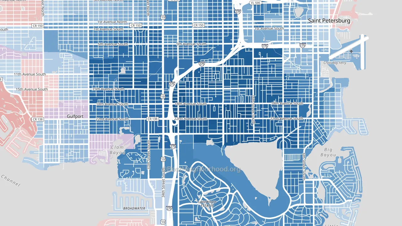 Highland Oaks, St. Petersburg, FL block-group political-lean map