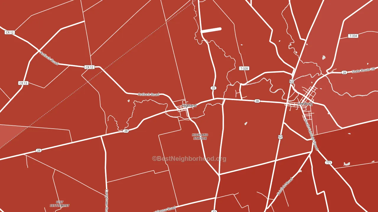 Highland, OH block-group political-lean map