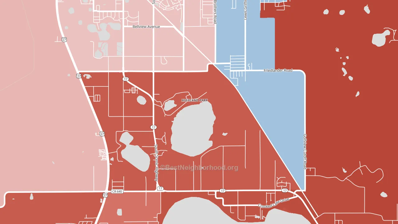 Highland Park, FL block-group political-lean map
