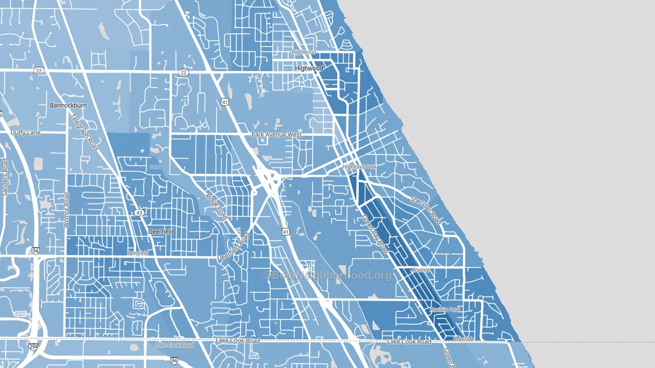 Highland Park, IL block-group political-lean map