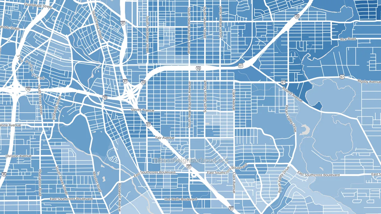 Highland Park, San Antonio, TX block-group political-lean map